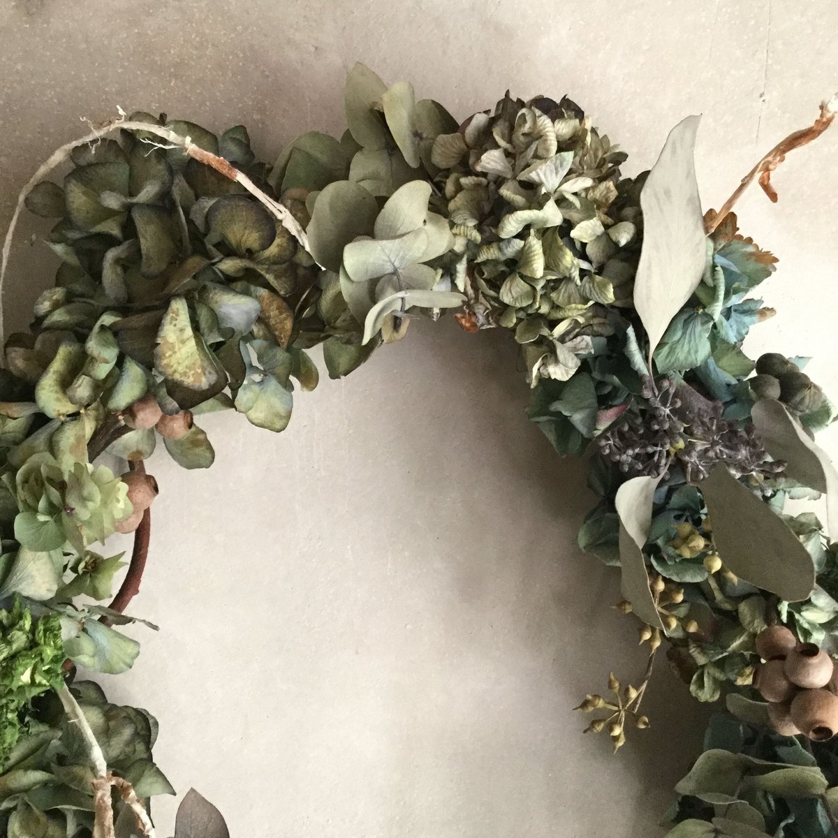 Dried Hydrangea Flower Wreath(アンティーク紫陽花のドライリース)