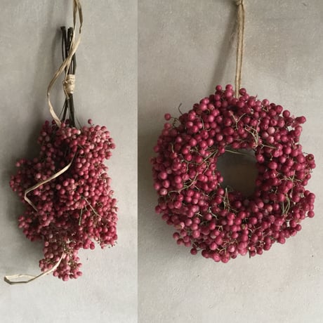 Dried Pinkpepper's Wreath&Swag(ピンクペッパーのリース＆スワッグ）
