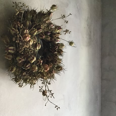Dried Nigella & Eucalyptus Wreath (ニゲラとユーカリの実のドライリース)