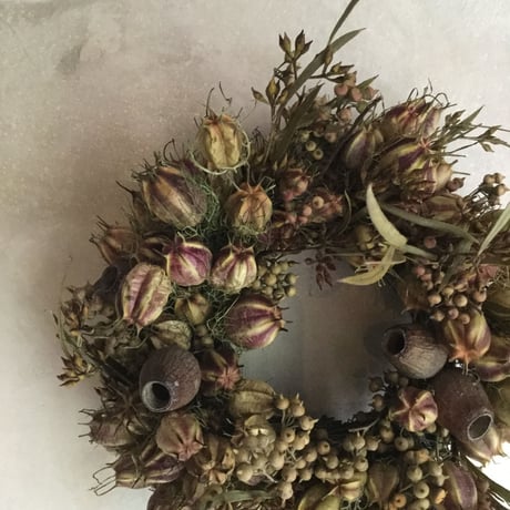 Dried Nigella & Eucalyptus Wreath Ver,2 (ニゲラとユーカリの実のドライリース V2)