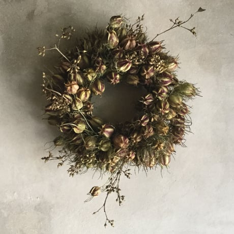 Dried Nigella & Eucalyptus Wreath (ニゲラとユーカリの実のドライリース)