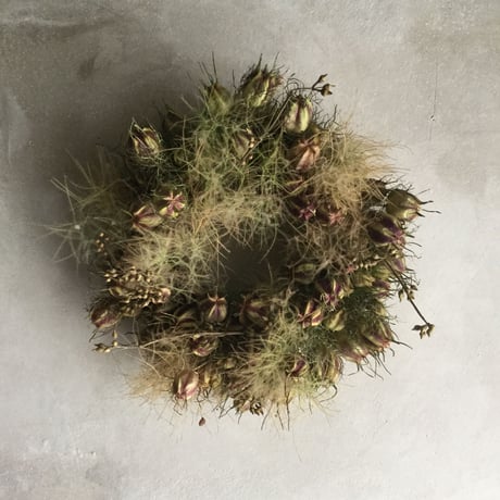 Dried Nigella & Smoke Tree Wreath (ニゲラとスモークツリーのリース)