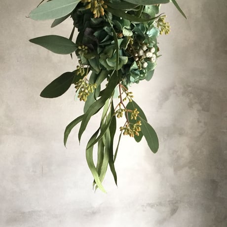 Autumn Hydrangea  & Eucalyptus Garland Swag 360 (秋色紫陽花とユーカリのガーランドスワッグ 360°)