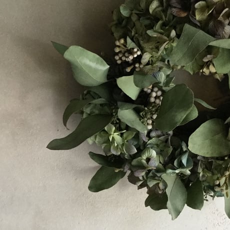 Autumn Hydrangea  & Eucalyptus Wreath (秋色紫陽花とユーカリのドライリース)