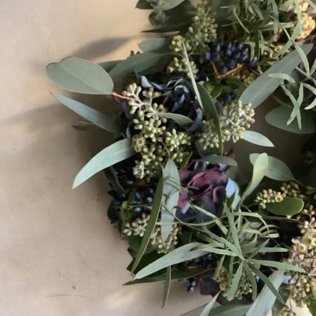 Mixed eucalyptus & antique hydranngea wreath (アンティークアジサイとユーカリのミックスリース)