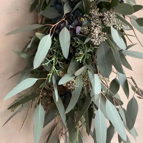 Eucalyptus & antique hydrangea  Swag (ユーカリとアンティークアジサイのスワッグ )