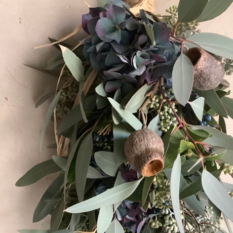 Eucalyptus & antique hydrangea  Swag (ユーカリとアンティークアジサイのスワッグ )
