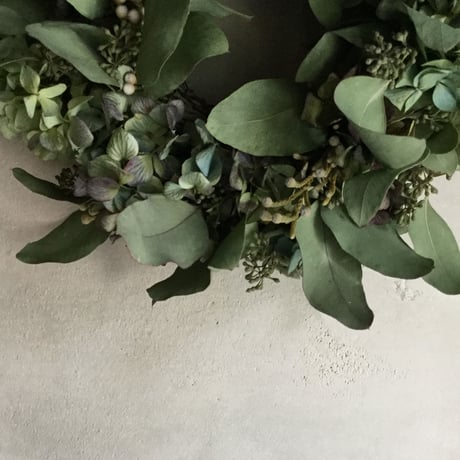 Autumn Hydrangea  & Eucalyptus Wreath (秋色紫陽花とユーカリのドライリース)