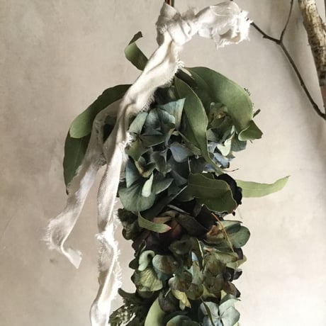 Antique Hydrangea & Eucalyptus Garland Swag 360 (アンティーク紫陽花とユーカリのガーランドスワッグ 360°)