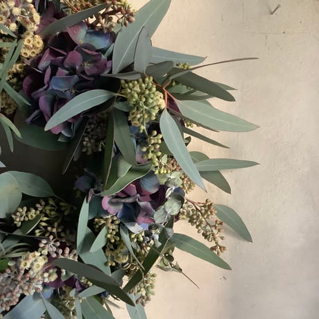 Mixed eucalyptus & antique hydranngea wreath (アンティークアジサイとユーカリのミックスリース)