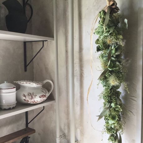Dried Green Garland Swag (ドライフラワーのグリーンガーランド スワッグ）