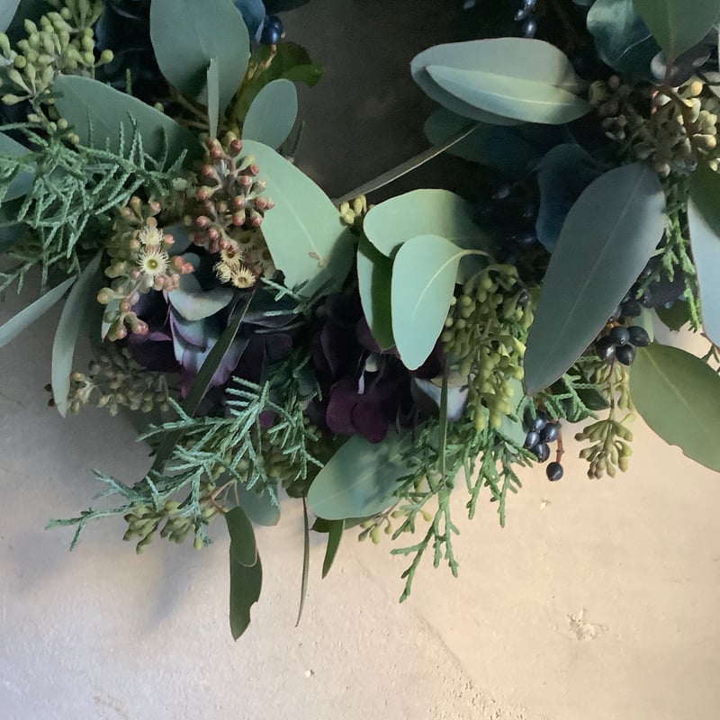 3mixed wreath {eucalyptus,hydranngea,blue ice l