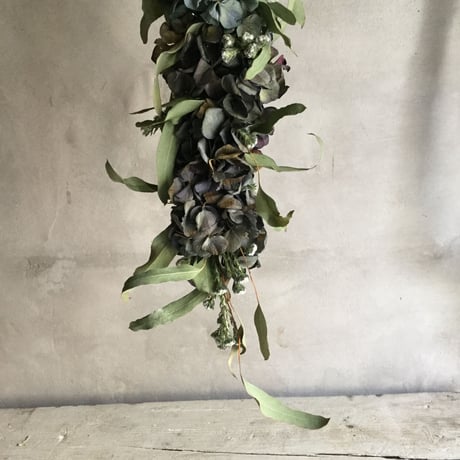 Antique Hydrangea & Eucalyptus Garland Swag 360 (アンティーク紫陽花とユーカリのガーランドスワッグ 360°)