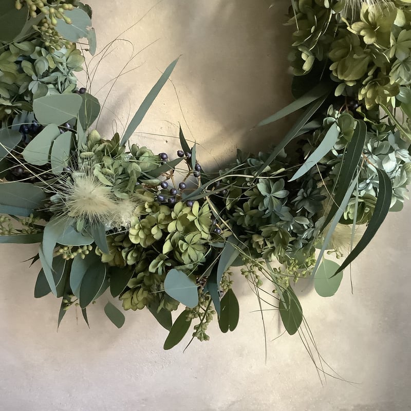 Autumn hydrangea & eucalyptus wreath