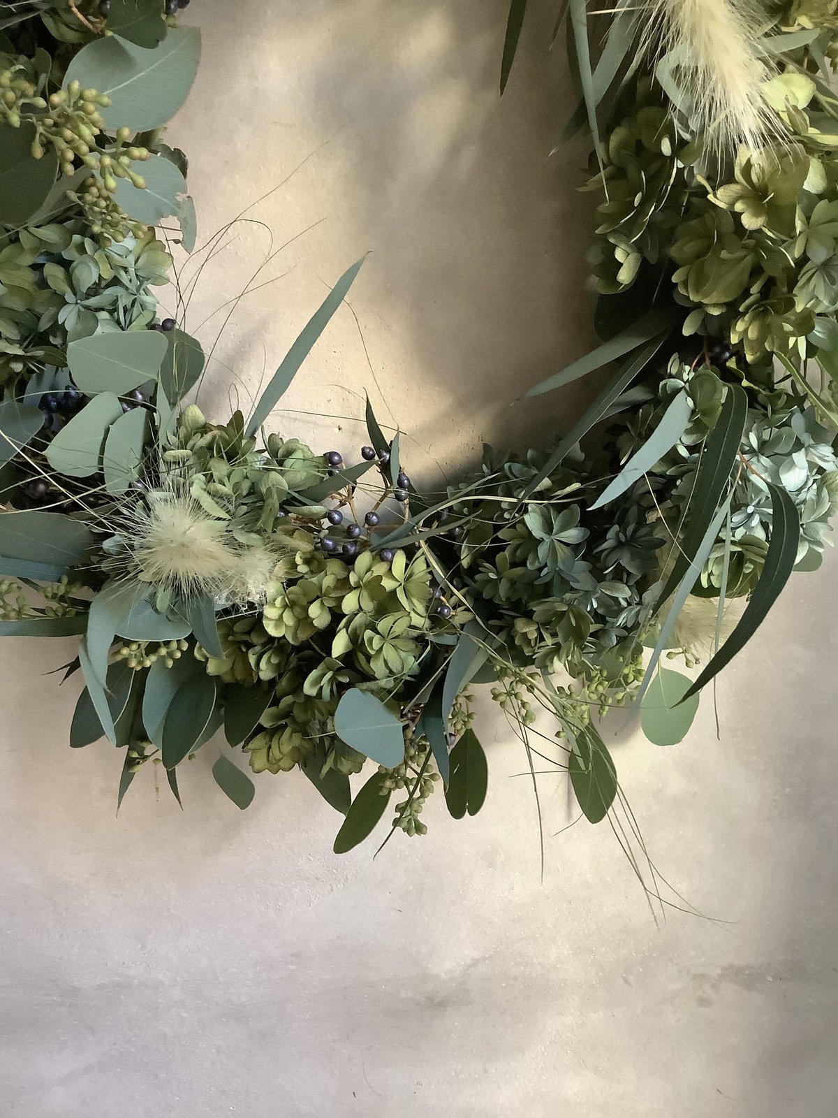 Autumn hydrangea & eucalyptus wreath