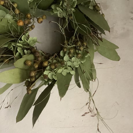 Dried green wreath & green swag (グリーングリーン ミニリース＆スワッグ)