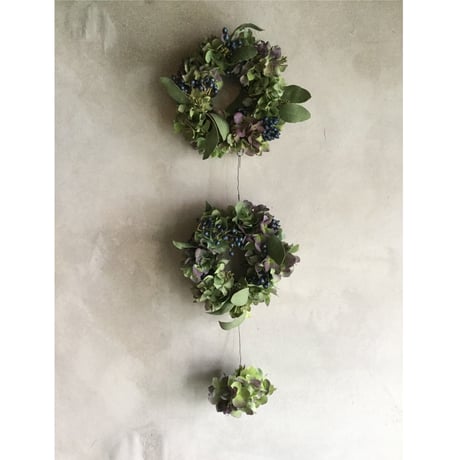 Autamn Hydrangea 3-Separate Wreath (秋色紫陽花の３連セパレート リース)