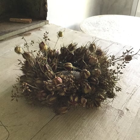 Dried Nigella & Eucalyptus Wreath (ニゲラとユーカリの実のドライリース)