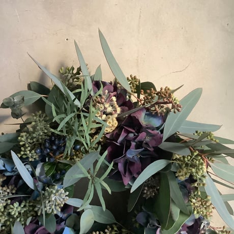 Mixed eucalyptus & antique hydranngea wreath (アンティークアジサイとユーカリのミックスリース)