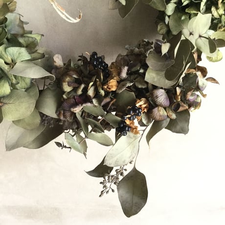 Dried Hydrangea Flower Wreath(アンティーク紫陽花のドライリース)