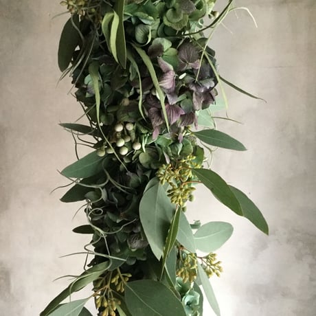 Autumn Hydrangea  & Eucalyptus Garland Swag 360 (秋色紫陽花とユーカリのガーランドスワッグ 360°)