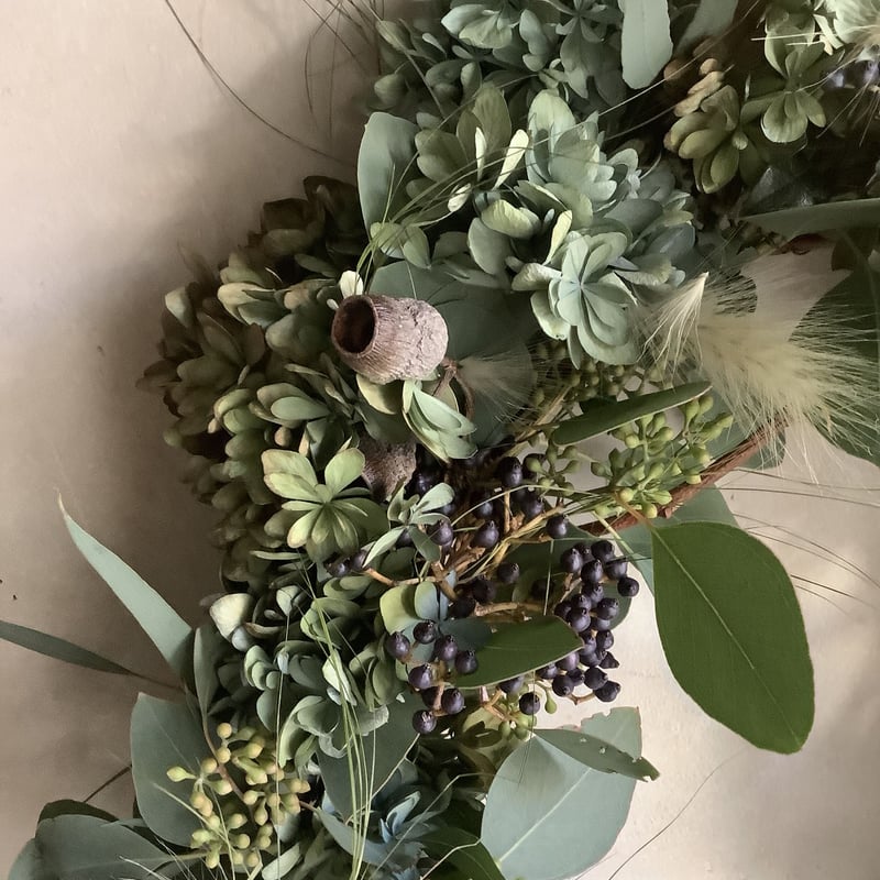Autumn hydrangea & eucalyptus wreath