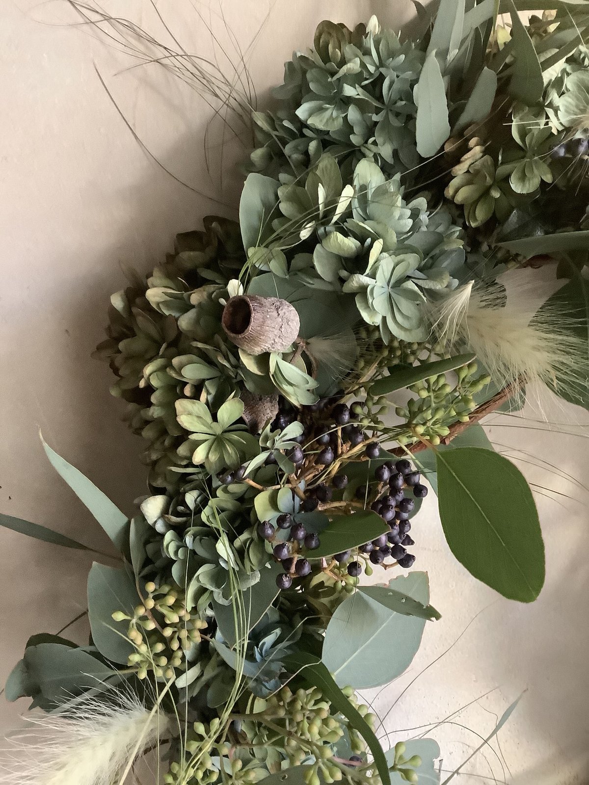 Autumn hydrangea & eucalyptus wreath