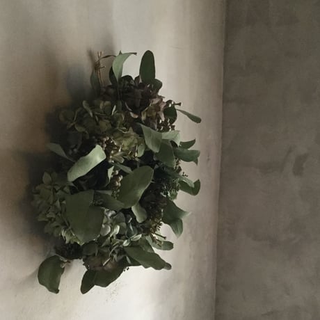 Autumn Hydrangea  & Eucalyptus Wreath (秋色紫陽花とユーカリのドライリース)