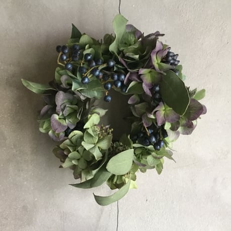 Autamn Hydrangea 3-Separate Wreath (秋色紫陽花の３連セパレート リース)