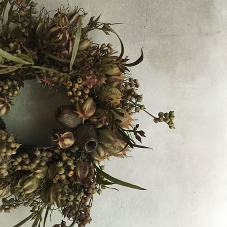 Dried Nigella & Eucalyptus Wreath Ver,2 (ニゲラとユーカリの実のドライリース V2)