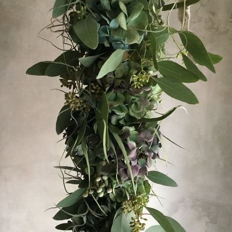 Autumn Hydrangea  & Eucalyptus Garland Swag 360 (秋色紫陽花とユーカリのガーランドスワッグ 360°)