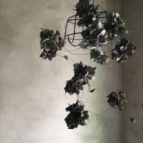 Iron Flower Hanger with Dried Hydrangea(アイアンフラワーハンガー・紫陽花ガーランド付き)
