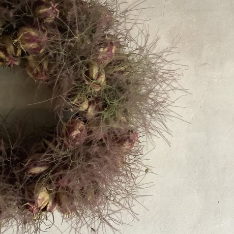 Dried Nigella & Smoke Tree Wreath (ニゲラとスモークツリーのリース)
