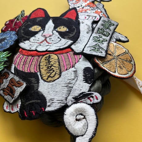 お正月飾り⑩ 招き猫　ハチワレ　家内安全　順風満帆