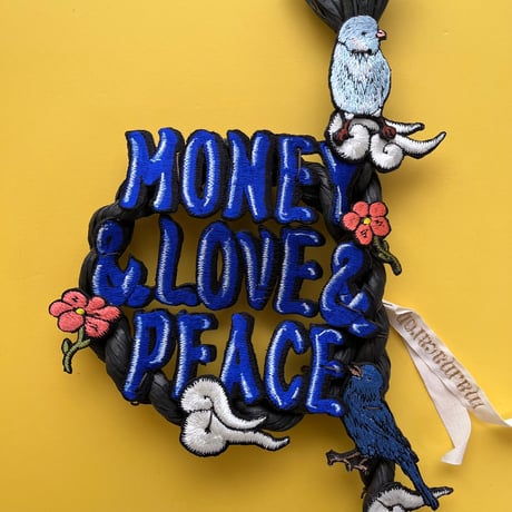 お正月飾り⑤ MONEY&LOVE&PEACE  小鳥花雲