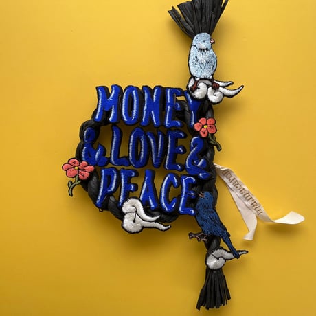 お正月飾り⑤ MONEY&LOVE&PEACE  小鳥花雲