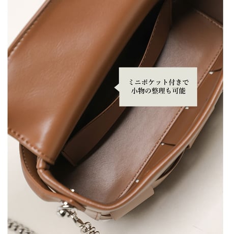 lp.415 牛革BOX編み込みミニバッグ