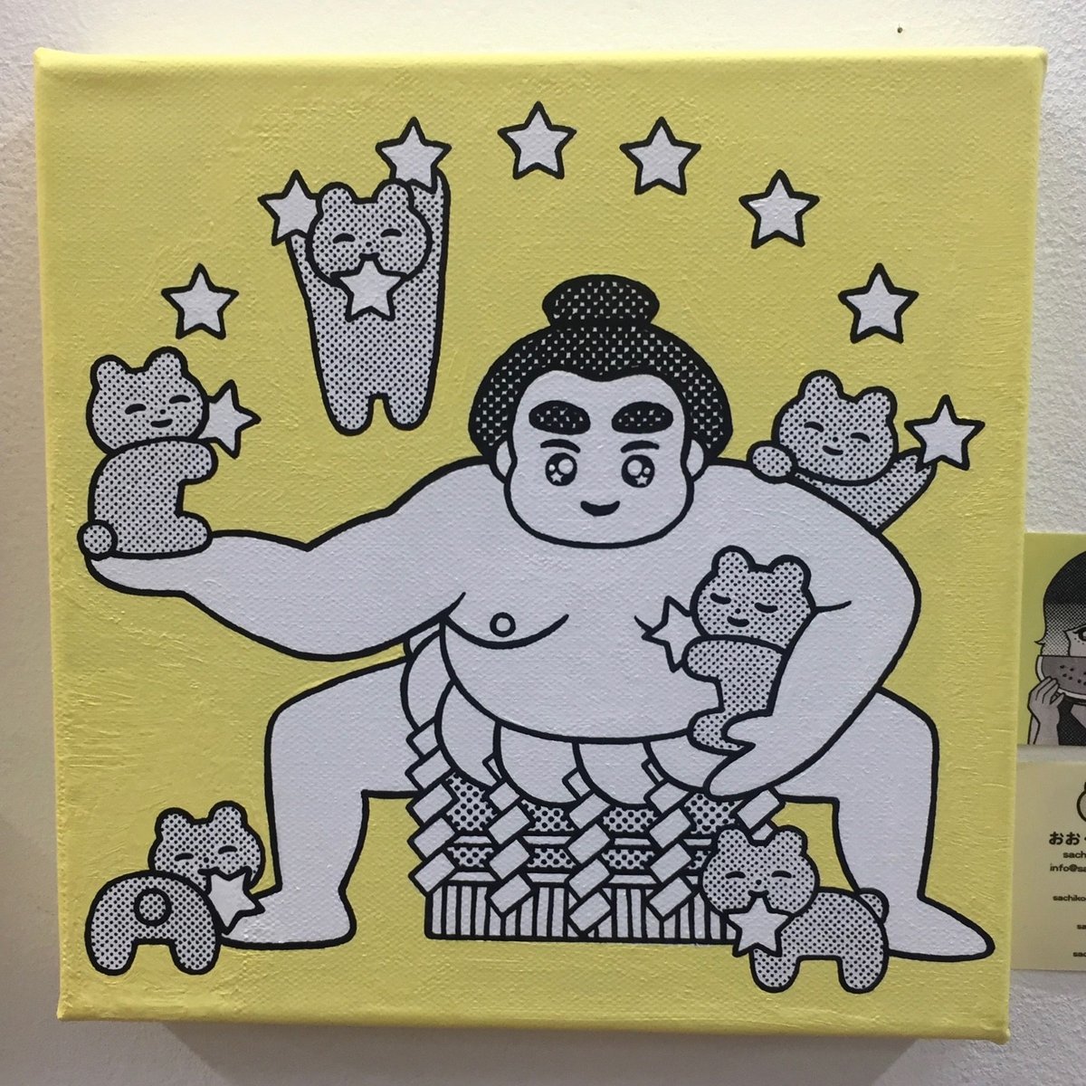 スイカ大サイズ❗️手作り額付き銅版画応用レア絵画　title「てこてこニャンコ」 スイカ大サイズ❗️手作り額付き銅版画応用レア絵画 title「てこ