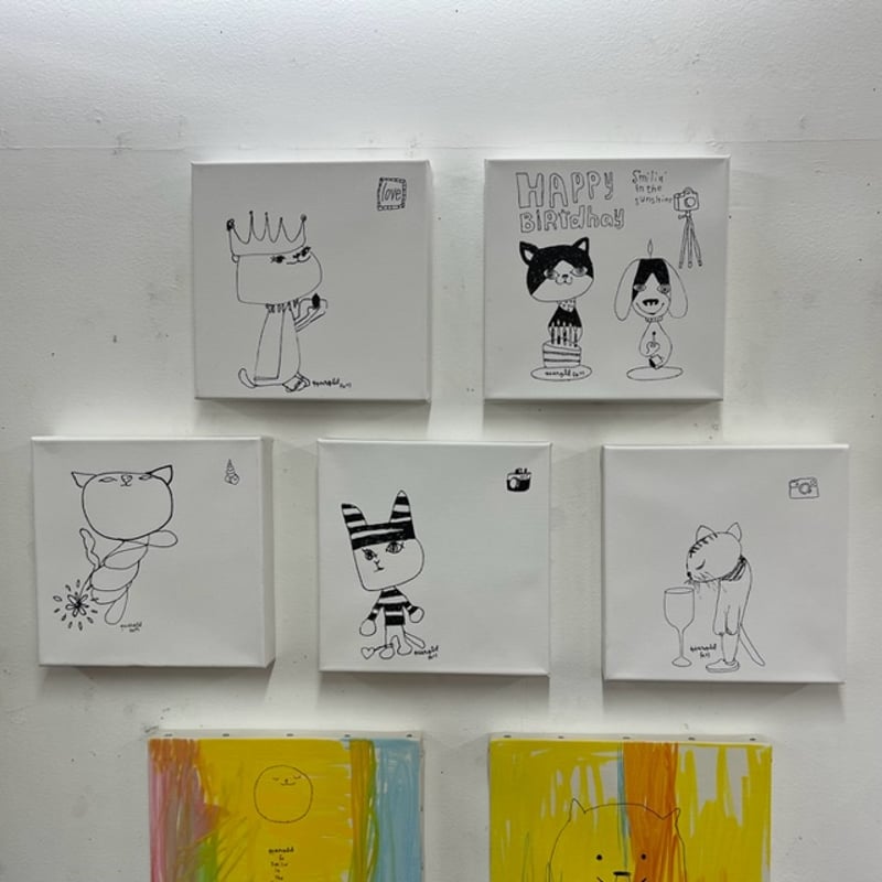 (F4号）安藤絵流「蒼い瞳のねこ」真作/肉筆/表裏にサイン有り/キジ白 F4号）安藤絵流「蒼い瞳のねこ」真作/肉筆/表裏にサイン有り/