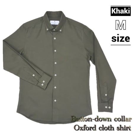 大人カーキ（KHAKI）♪♪★ボタンダウンカラー 千鳥掛けボタン 100%コットン素材 オックスフォードクロスシャツ／Ｍ-size