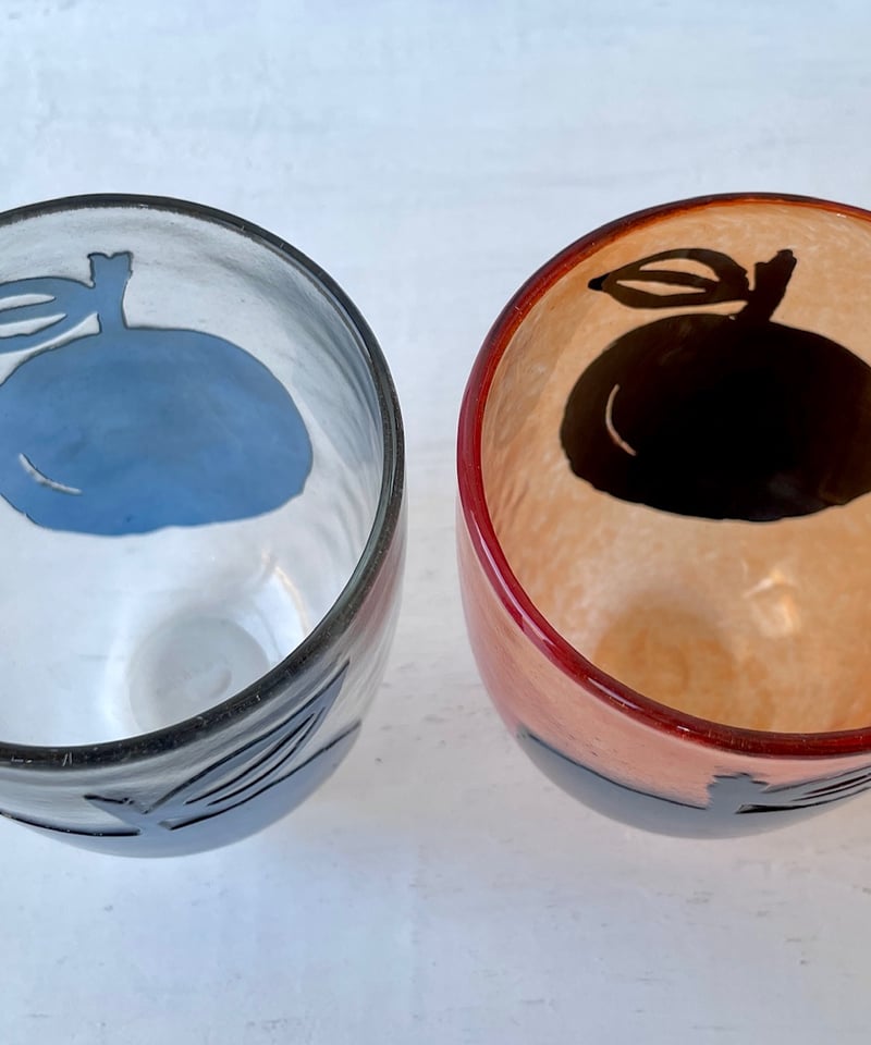 フルーツグラス大 りんご C(鈍色×スチールブルー) | Tickleglass