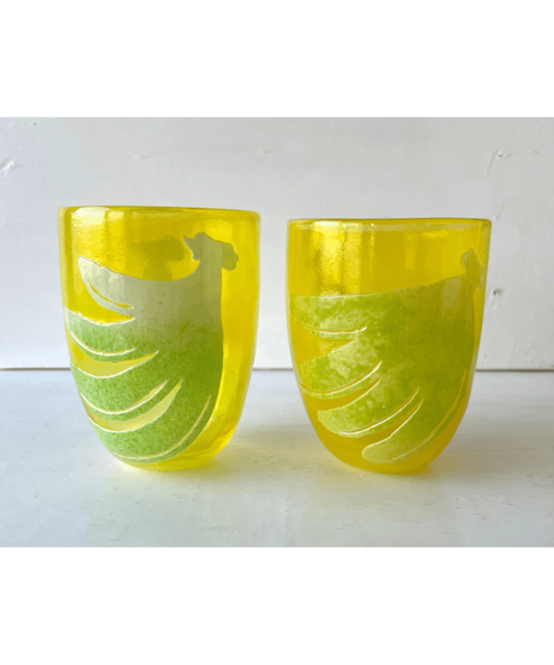 フルーツグラス大 バナナA(黄緑グラデーション×ハニーイエロー