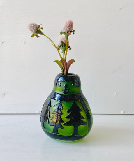 ツリー模様の花瓶(アベンチュリングリーン)