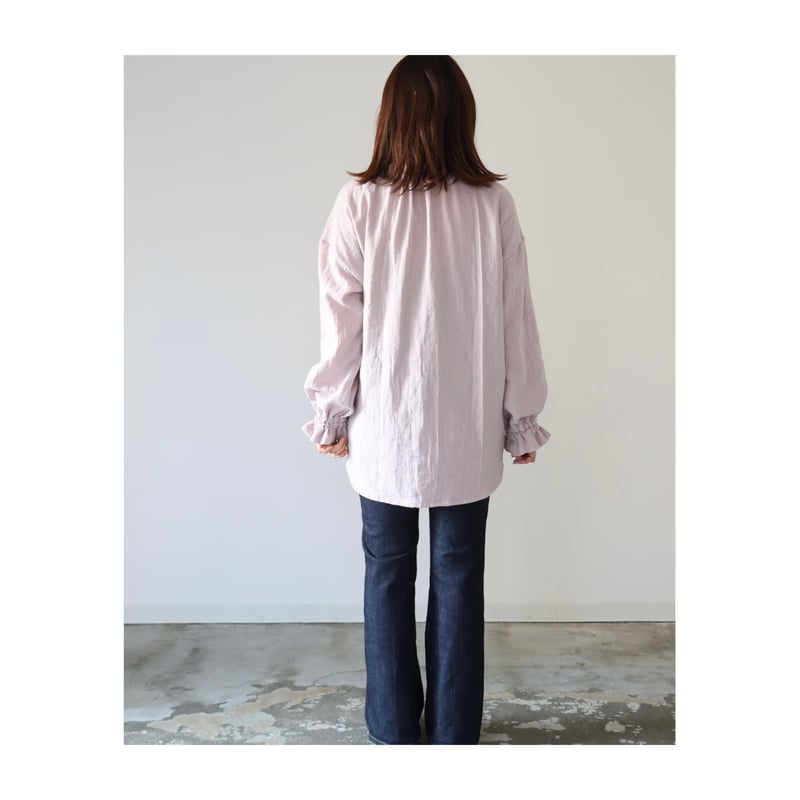 ふわふわ厚さ2倍のとろみ厚手ダブルガーゼブラウス／フリルネック 
