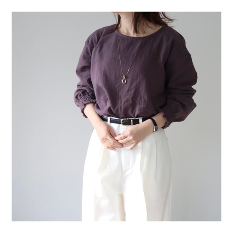 ふわふわ厚みが2倍！厚手ダブルガーゼブラウス／シャーリング袖