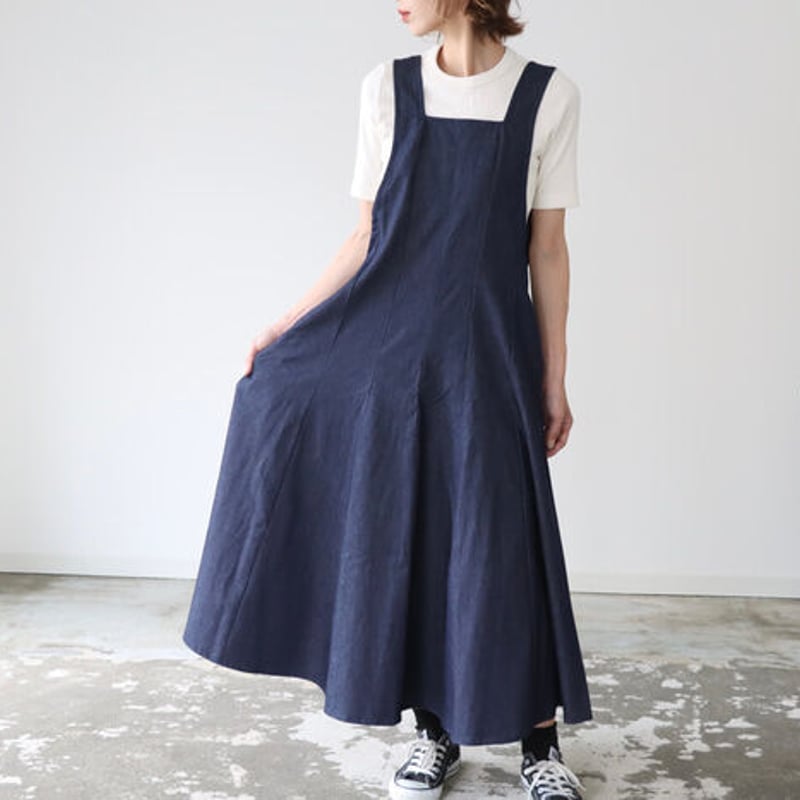 Katie デニムオーバーオールスカート インディゴブルー Katie デニムオーバーオールスカート インディゴブルー Katie