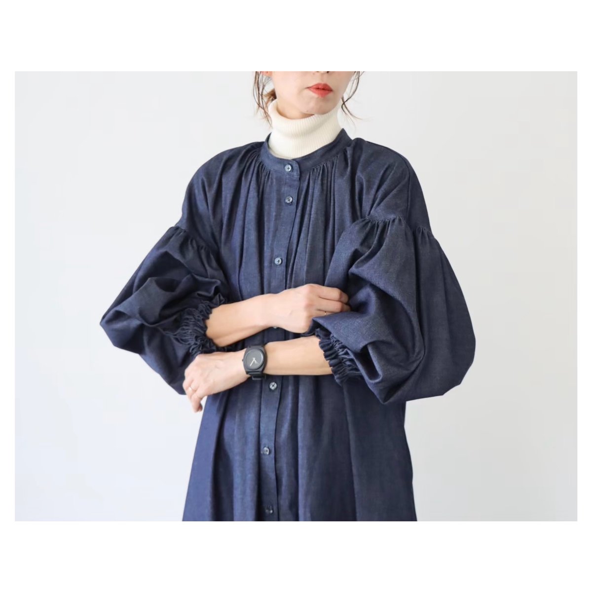 お得⭐︎新品⭐︎岡山デニム頼れる黒カフタンワンピース 岡山児島デニムシャツワンピース／くったり柔らか8オンスデニムの