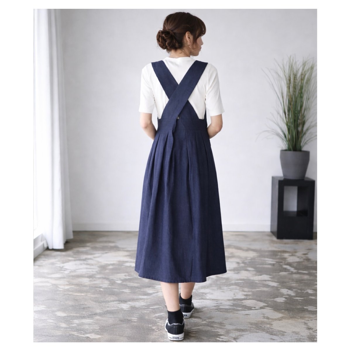 岡山県児島デニムジャンパースカート／8オンスくったりデニムで上品に