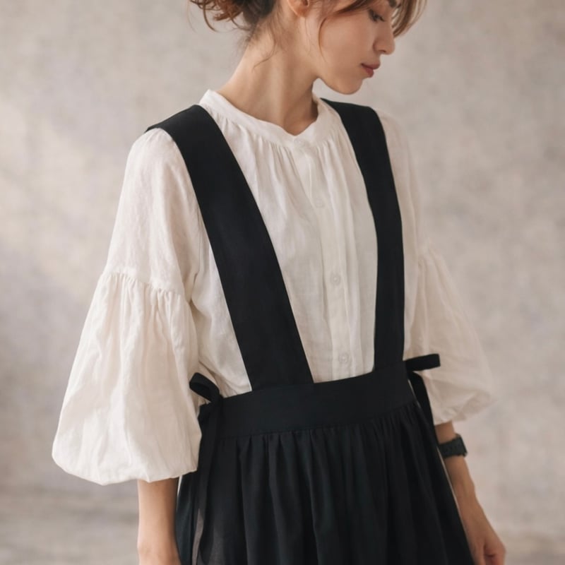 前後2wayリネンジャンパースカート／ハーフリネンワンピース／サイド