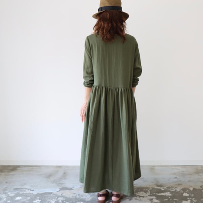 ふわふわ厚みが2倍とろみダブルガーゼギャザーワンピース／厚手ダブル